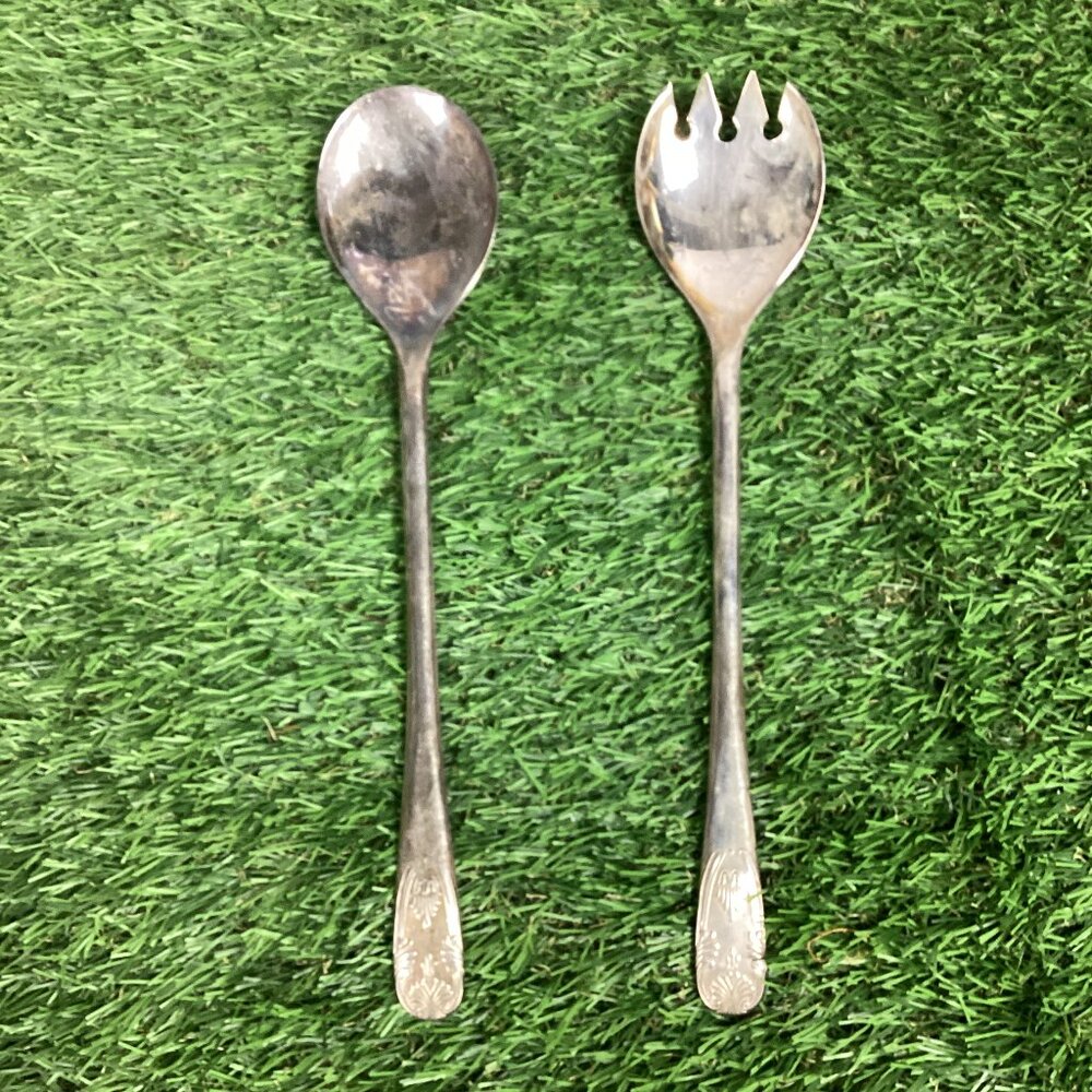 Vintage Salad Servers Silver Plated Italy
